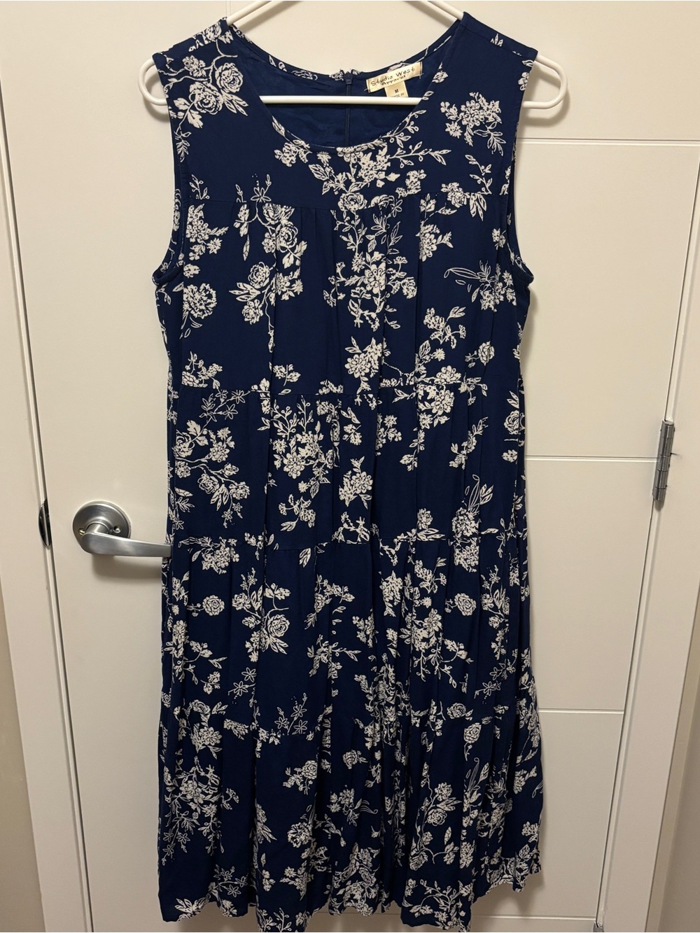 Studio West Navy Midi Dress with White Floral Print